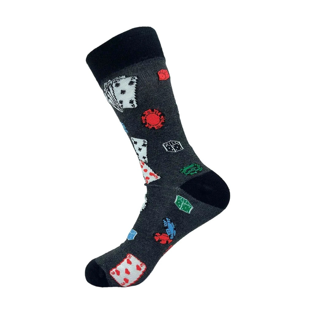 Eco Chic MENS Bamboo Socks - Poker &amp; Dice - Charcoal Grey