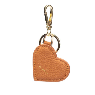 Elie Beaumont Designer Leather Heart Keyring - Tan