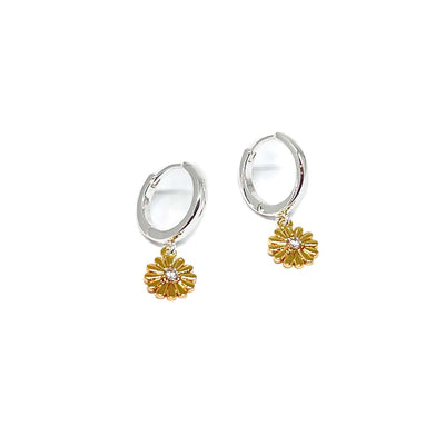 Freya Flower Hoops - Gold - Clementine Jewellery