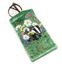 POM Green Velvet Badger & Floral Embroidered Glasses Case Pouch