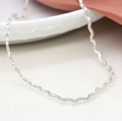 POM Silver Plated Textured Wave Chain Necklace