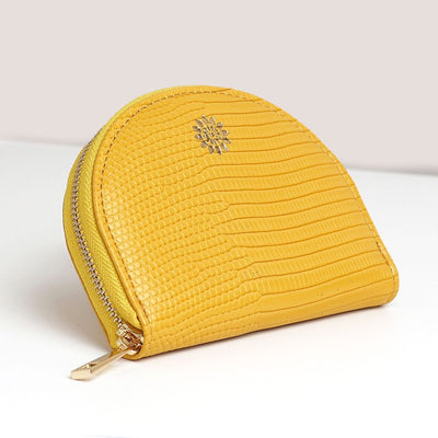 POM Mustard Textured Faux Leather Half Moon Coin Purse
