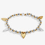 Joma Jewellery - Reva - Textured Hearts Stretch Bracelet - Silver/Gold Plating