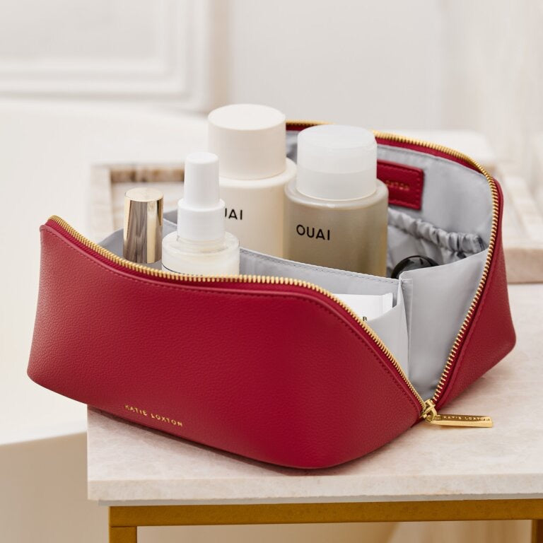 Katie Loxton Medium Make Up Bag/Wash Bag Case - Garnet Red