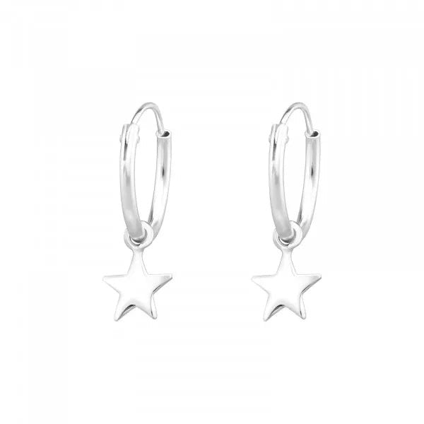 Hollie Tree - Flat Star Mini Hoop Earrings - Sterling Silver Bottled Jewellery