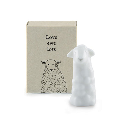 East of India Matchbox - Ceramic Tall Sheep Ornament - Love Ewe Lots