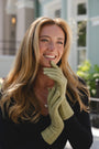 Park Lane Knitted Wool Crisscross Stitch Cuff Ladies Gloves- Artichoke