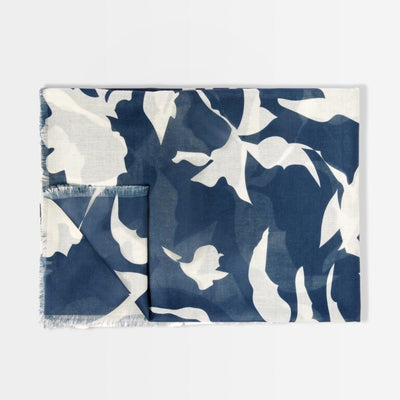 Katie Loxton Print Scarf - Abstract Floral - Navy Blue/White