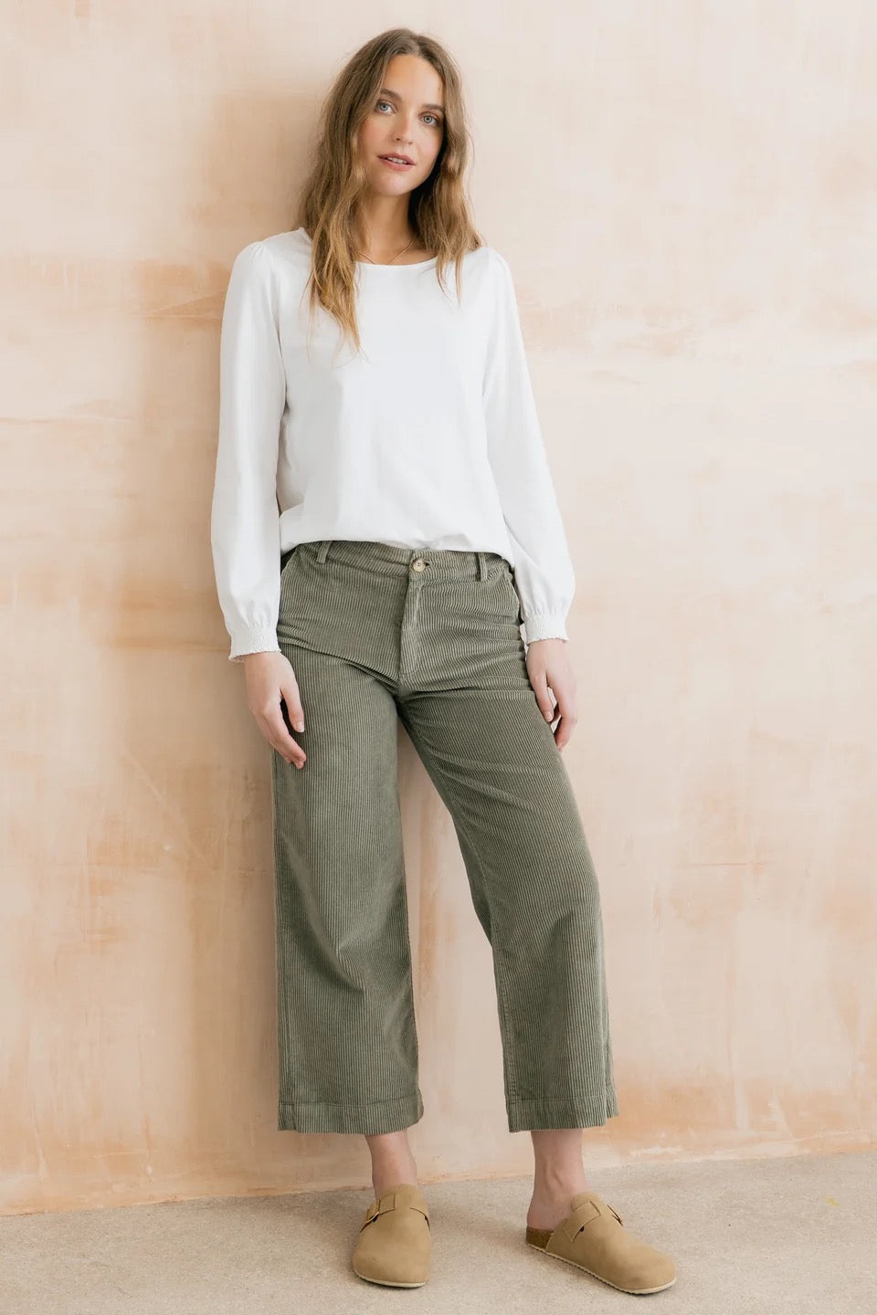Caroline Long Sleeve Plain Organic Cotton Jersey Top - White - Lily &amp; Me