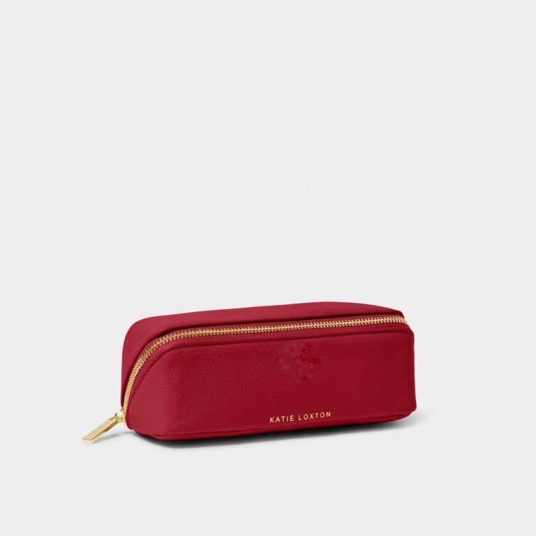 Katie Loxton Small Slim Make Up Bag/Case - Garnet Red