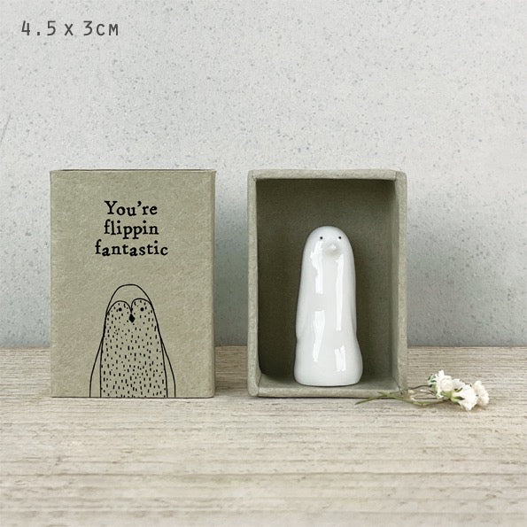 East of India Matchbox - Ceramic Tall Penguin Ornament - You're Flippin Fantastic