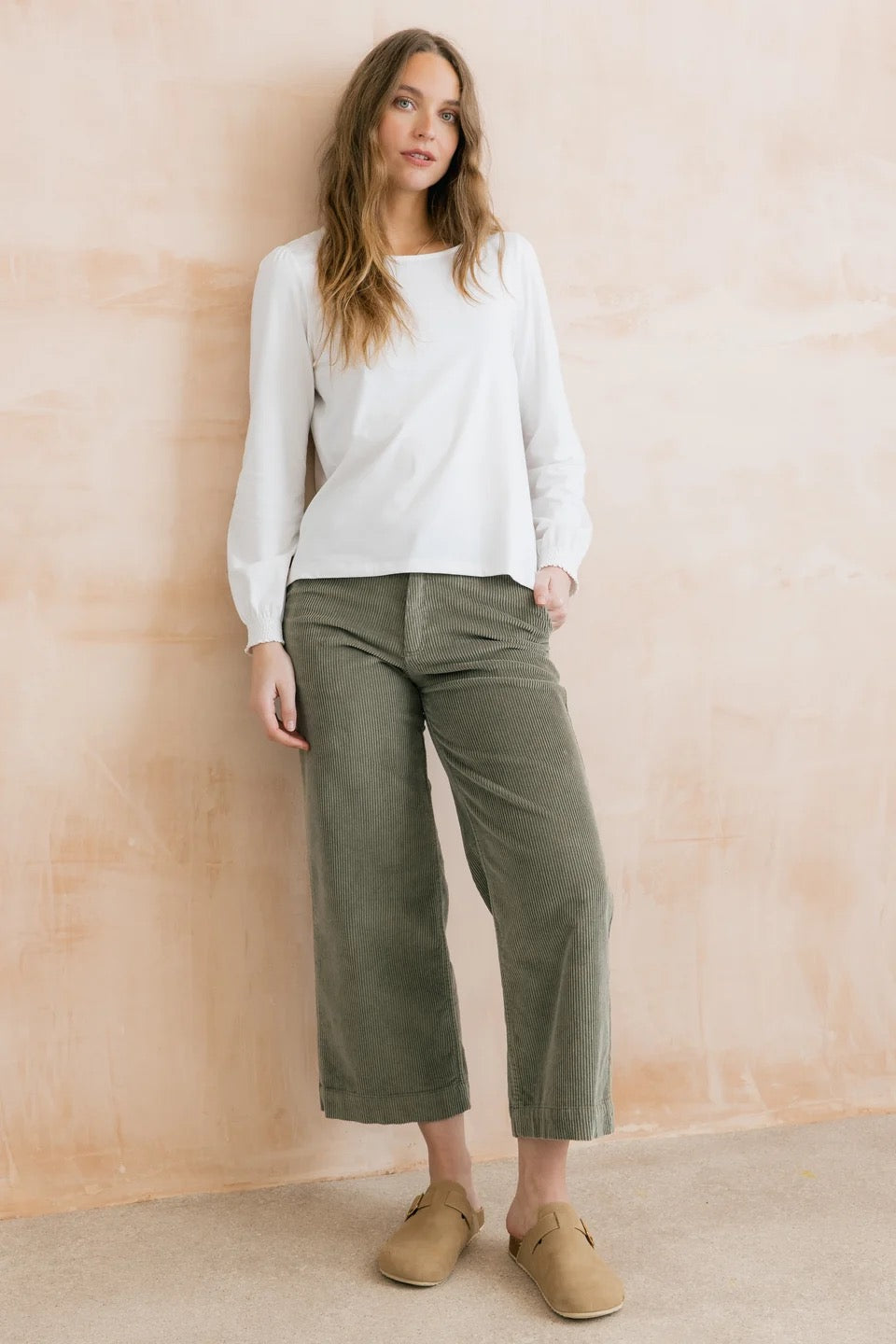 Caroline Long Sleeve Plain Organic Cotton Jersey Top - White - Lily &amp; Me