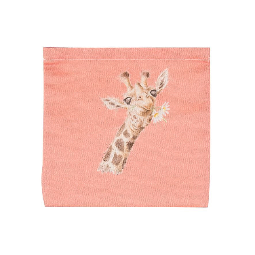 Giraffe & Flowers Foldable Large Shopper Bag - Coral - Wrendale Designs