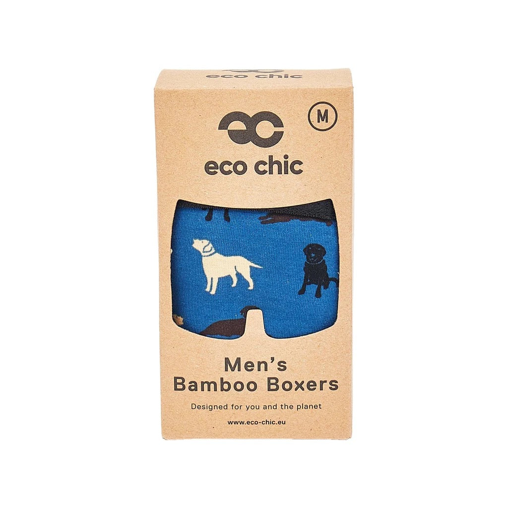 Eco Chic MENS Bamboo Boxers - Labradors - Navy