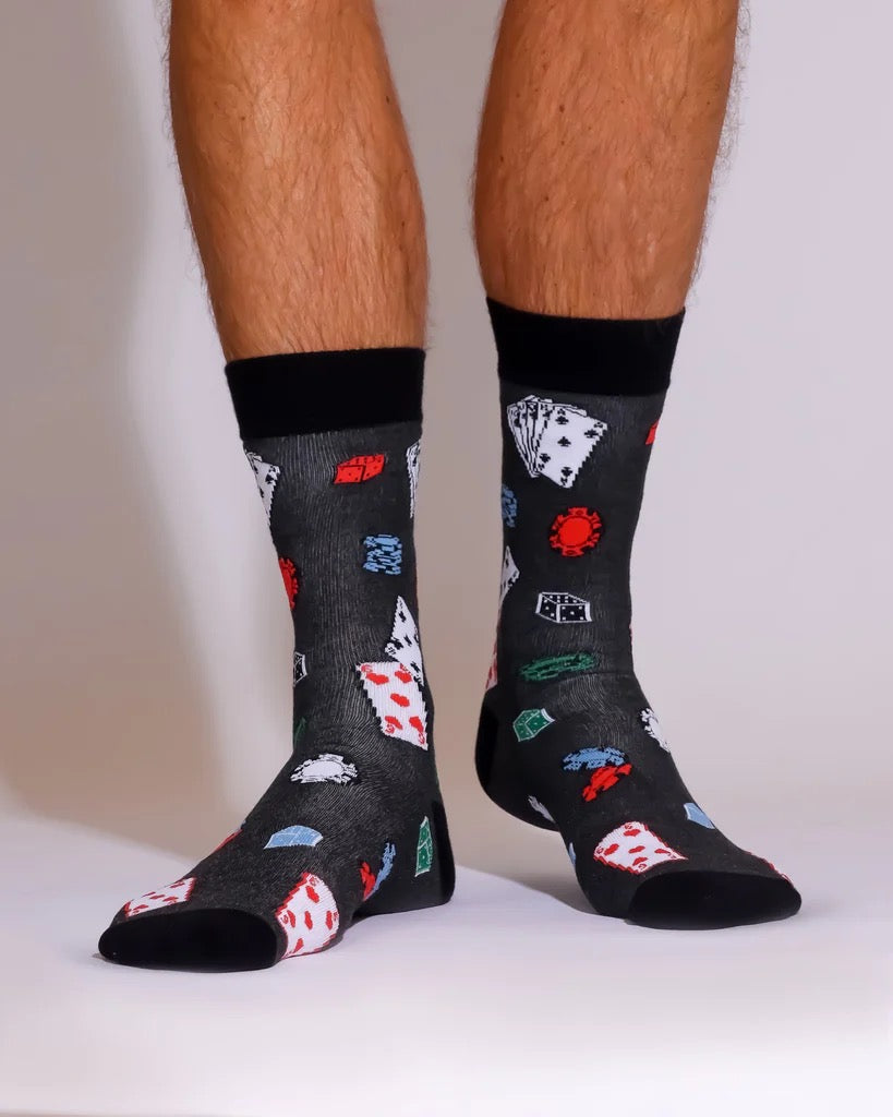 Eco Chic MENS Bamboo Socks - Poker &amp; Dice - Charcoal Grey