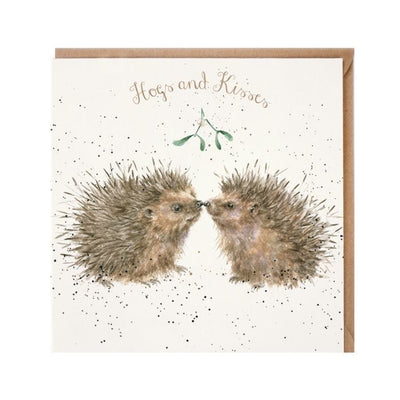 'Hogs & Kisses' Hedgehog Christmas Card - Wrendale Designs