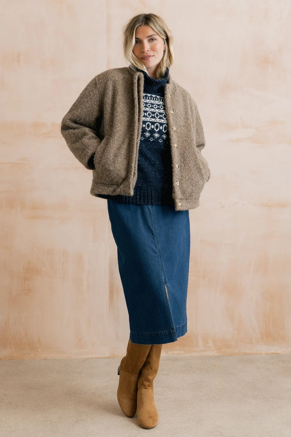 Morwenna Plain Denim Midi Skirt - Blue Denim - Lily &amp; Me