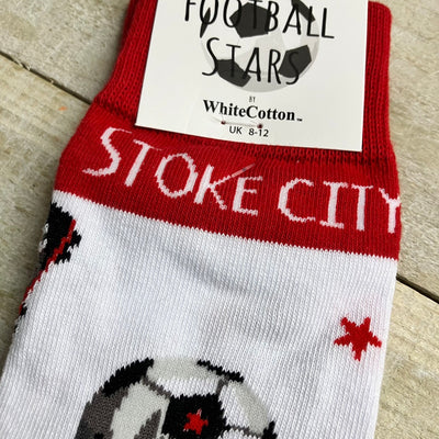 White Cotton Mens Ankle Socks - Football - Stoke City