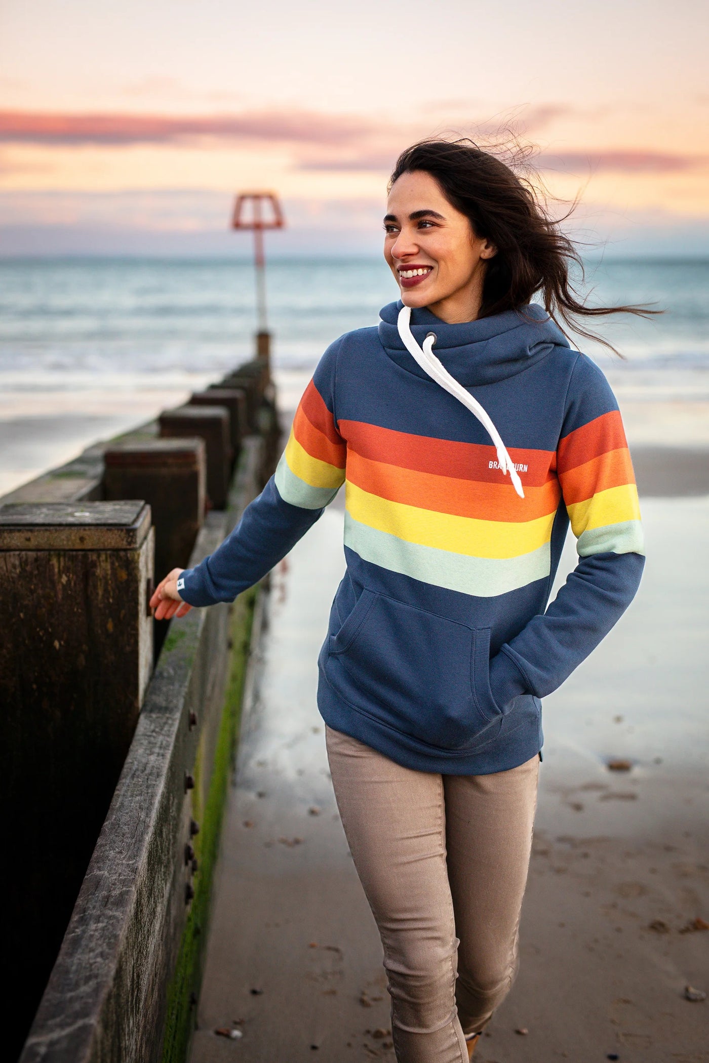 Brakeburn Navy Bright Stripe Elise Hoodie