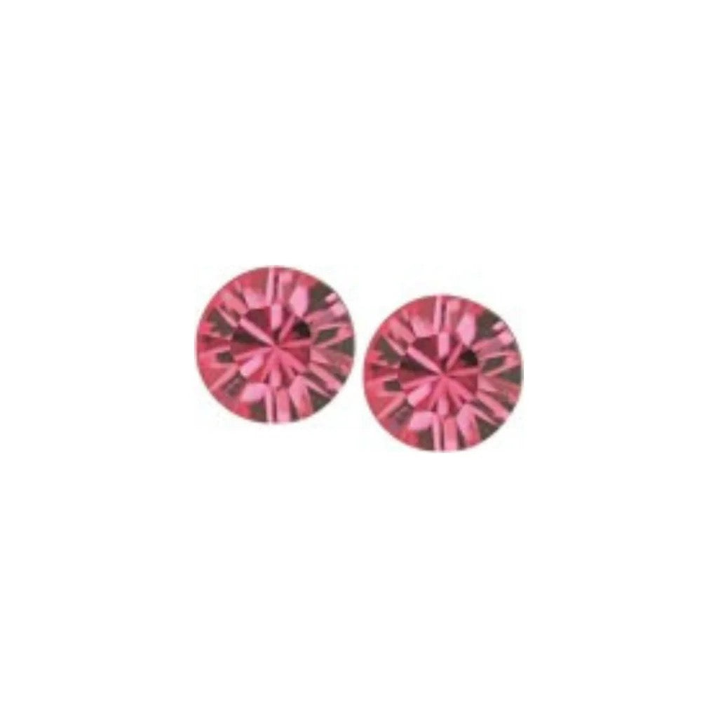 Byzantium 8mm Large Austrian Crystal Studs - Chaton - Rose Pink
