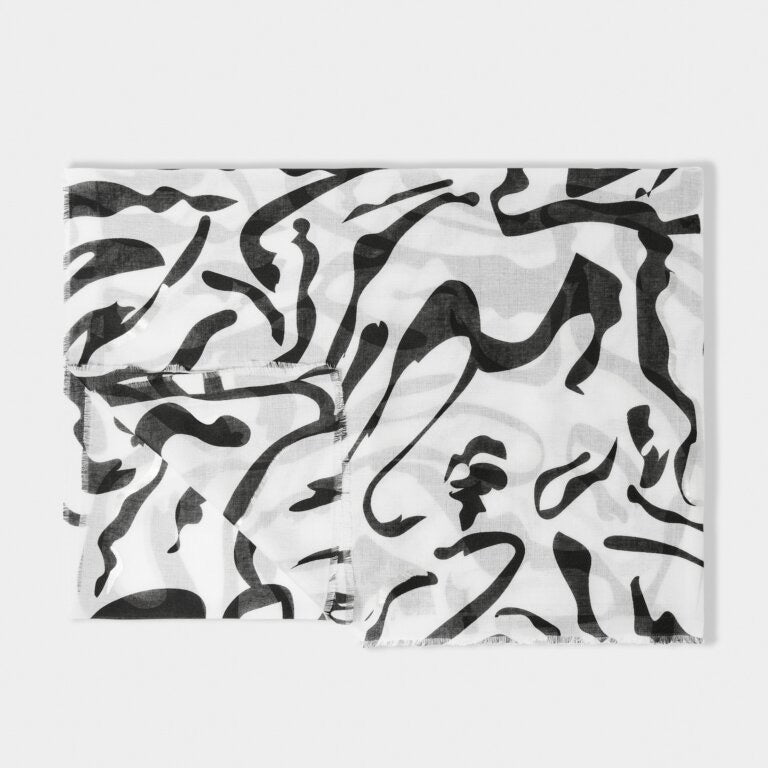 Katie Loxton Foil Print Scarf - Zebra  - Black/White/Silver Foil