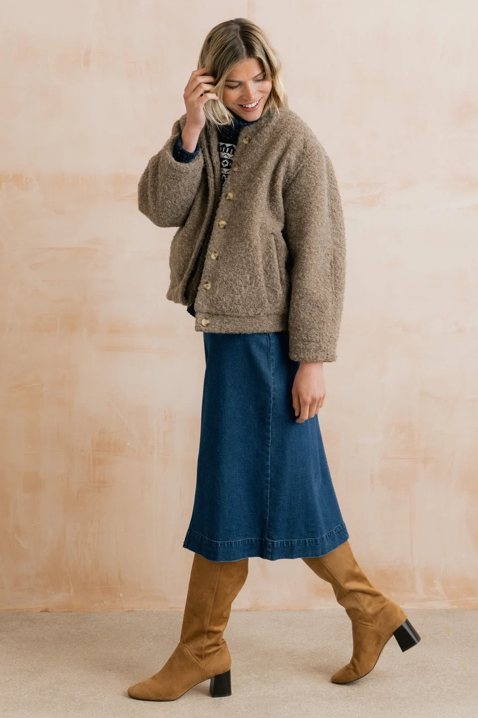 Morwenna Plain Denim Midi Skirt - Blue Denim - Lily &amp; Me