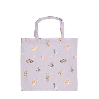 The Snuggle is Real Cat Foldable Large Shopper Bag - Lilac - Wrendale Designs