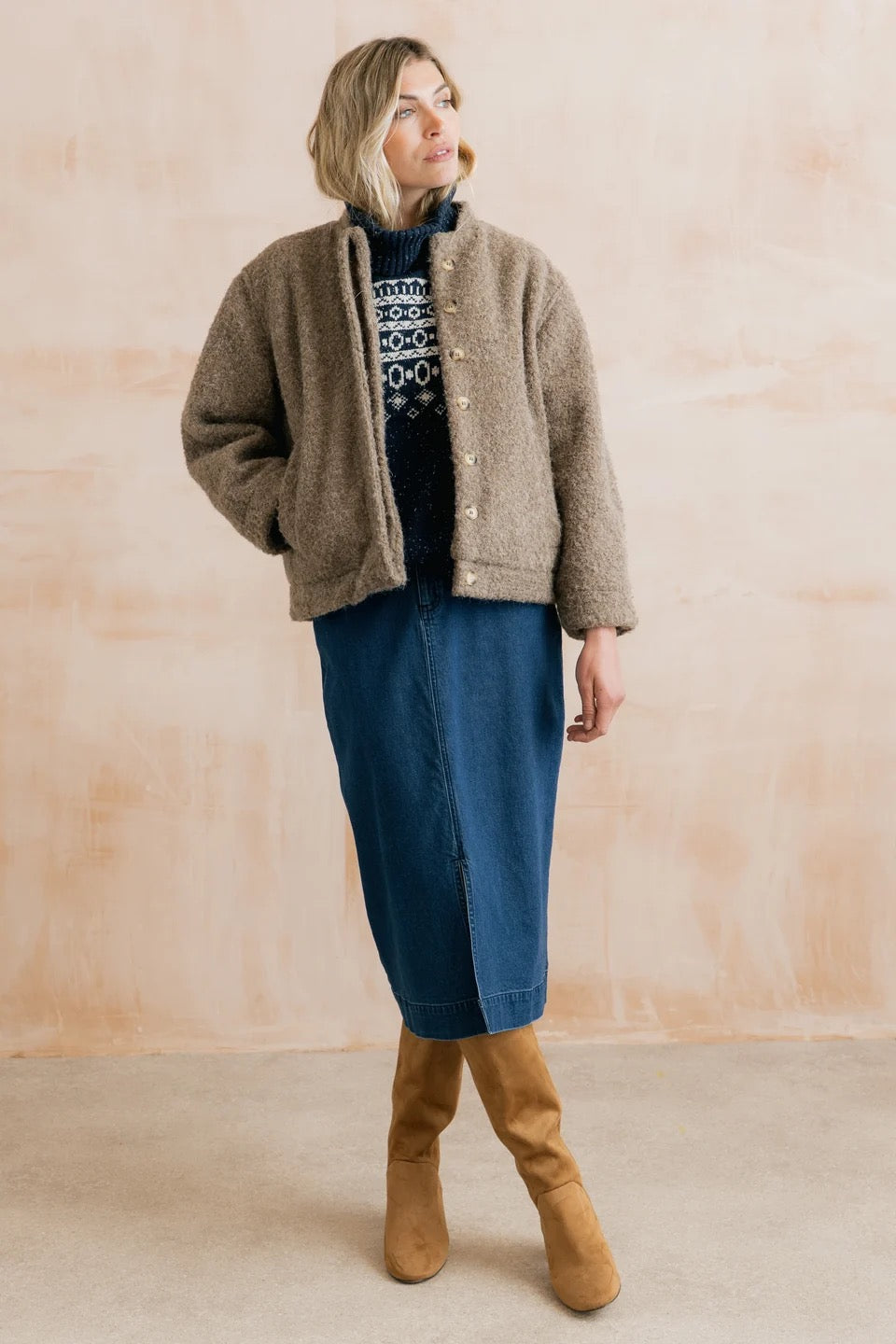 Morwenna Plain Denim Midi Skirt - Blue Denim - Lily &amp; Me