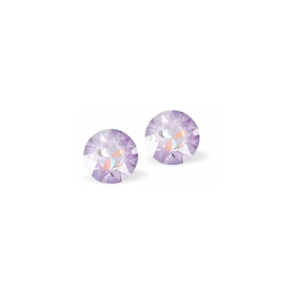 Byzantium 8mm Large Austrian Crystal Studs - Chaton - Lavender Delite