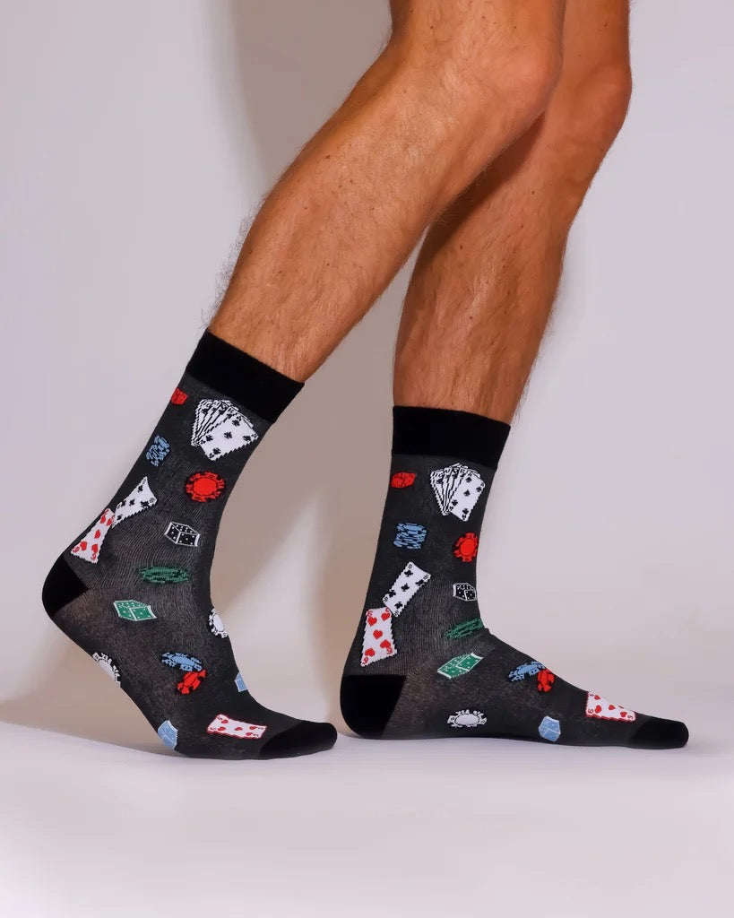 Eco Chic MENS Bamboo Socks - Poker & Dice - Charcoal Grey