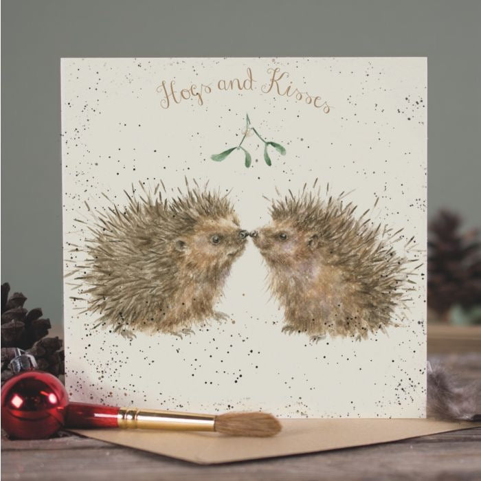 'Hogs & Kisses' Hedgehog Christmas Card - Wrendale Designs