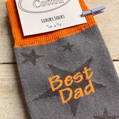 White Cotton Mens Ankle Socks -  Grey Star - Best Dad