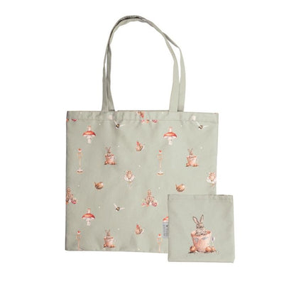 Garden Friends Bunny Foldable Large Shopper Bag - Sage Green - Wrendale Designs