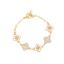 Park Lane Gold Plated, Crystal & Mother of Pearl Clover Paperclip Chain T-Bar Bracelet - Gold