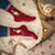 &#39;Christmas Scarves&#39; Duck Ladies Ankle Bamboo Socks - Red -  Wrendale Designs
