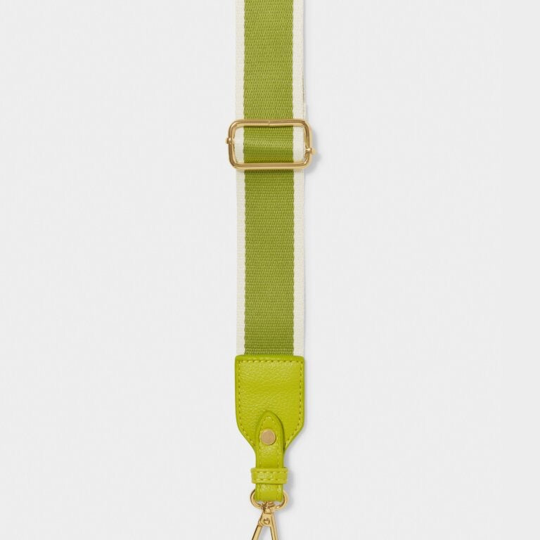 Katie Loxton Canvas Bag Strap - Stripe Print - Lime Green