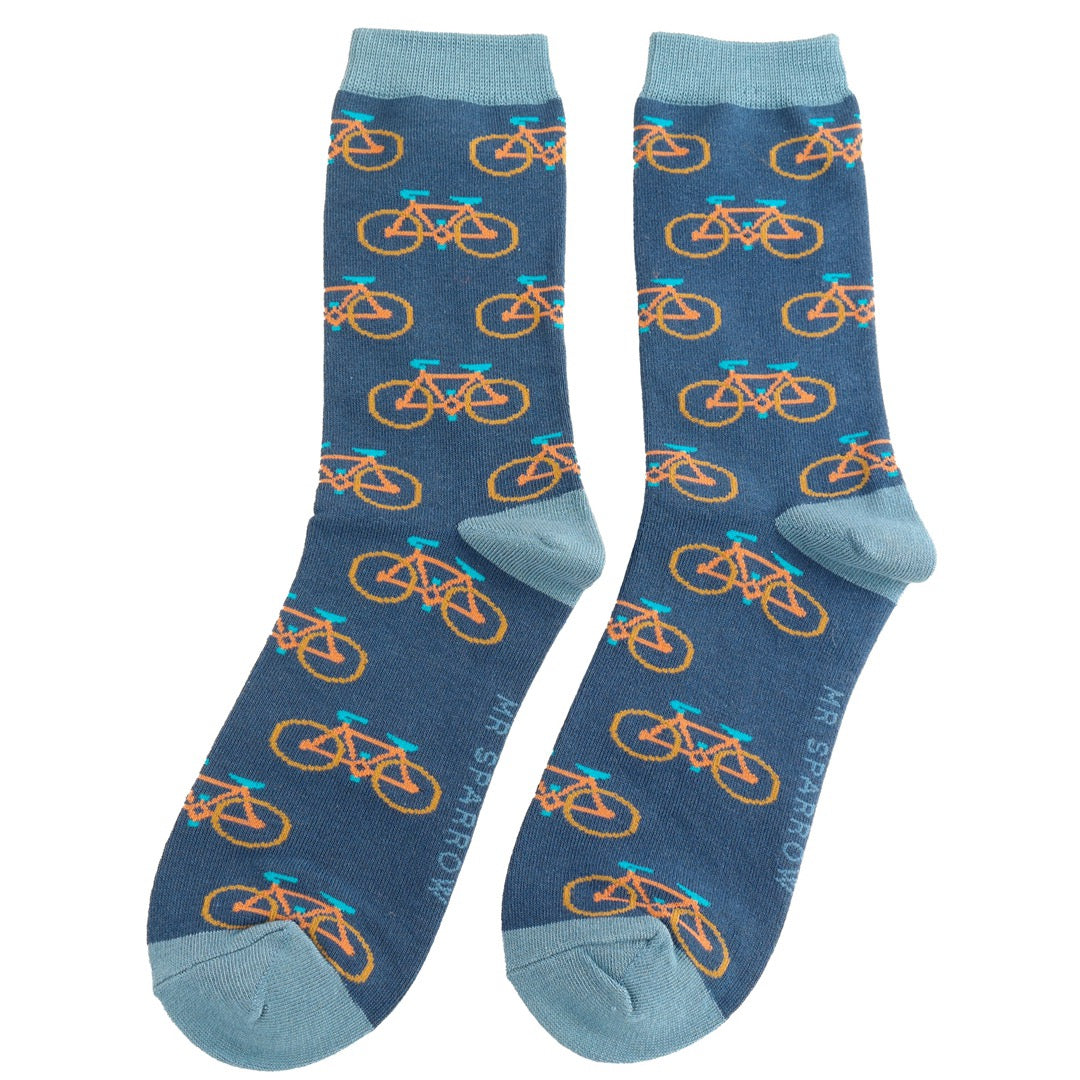 Mr Sparrow MENS Bamboo Ankle Socks - Cycling - Navy Blue