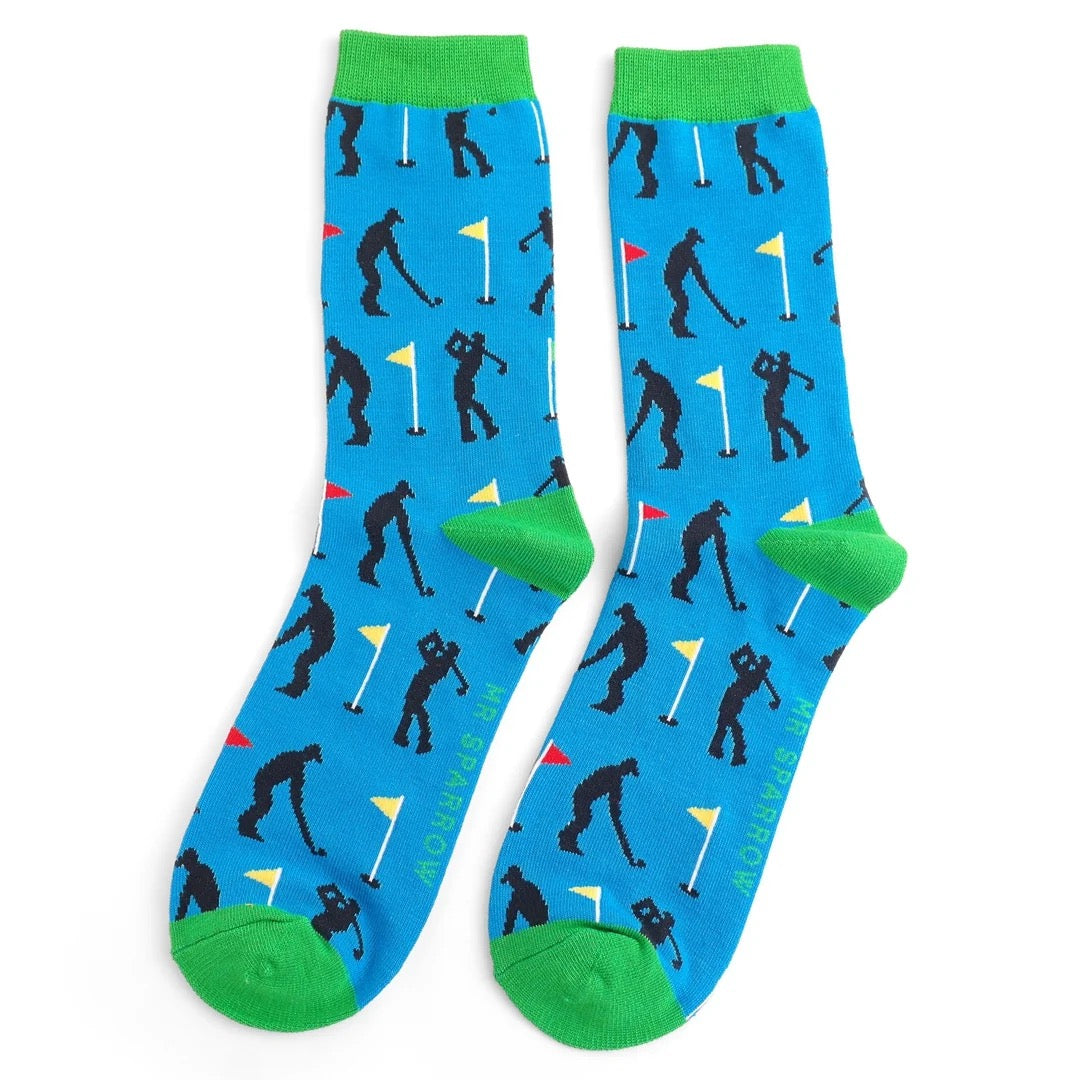Mr Sparrow MENS Bamboo Ankle Socks - Golfers - Blue