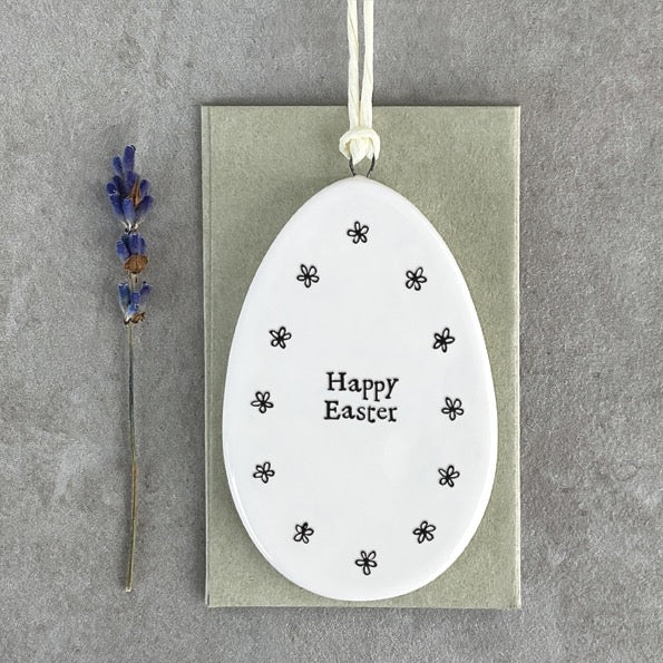East of India Porcelain Hanging Egg Decoration - Happy Easter