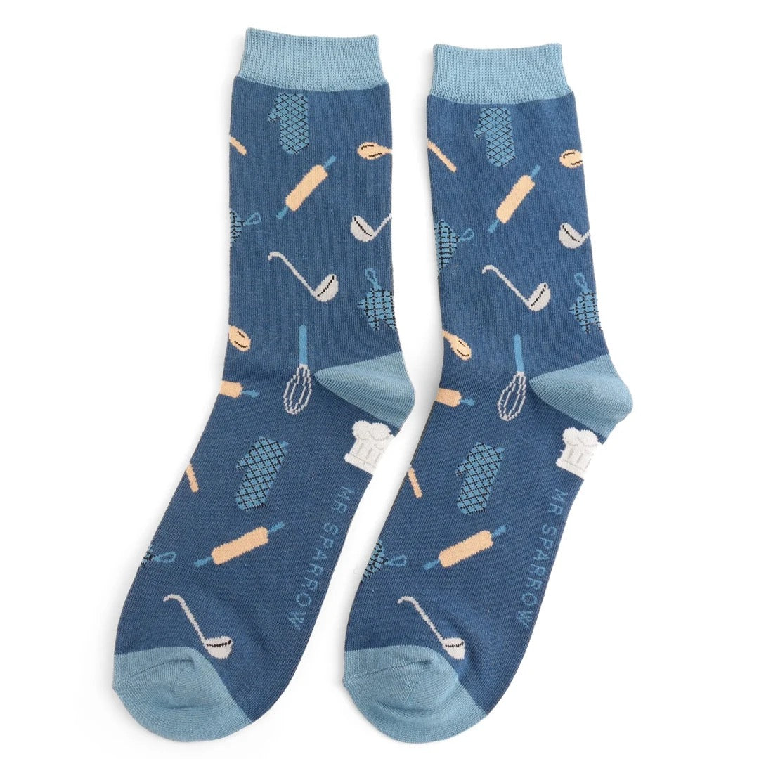Mr Sparrow MENS Bamboo Ankle Socks - Chef - Navy Blue