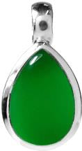 Kali Ma Green Agate Gemstone Medium Teardrop Pendant - Sterling 925 Silver