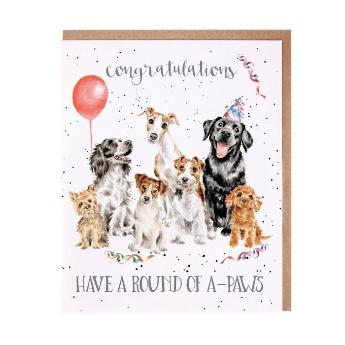 'Round of a-Paws' Dog Congratulations Card - Wrendale Designs