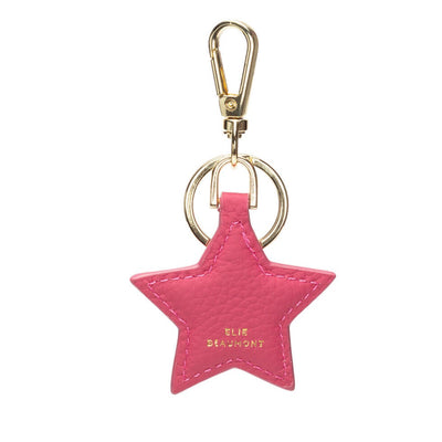 Elie Beaumont Designer Leather Star Keyring - Berry