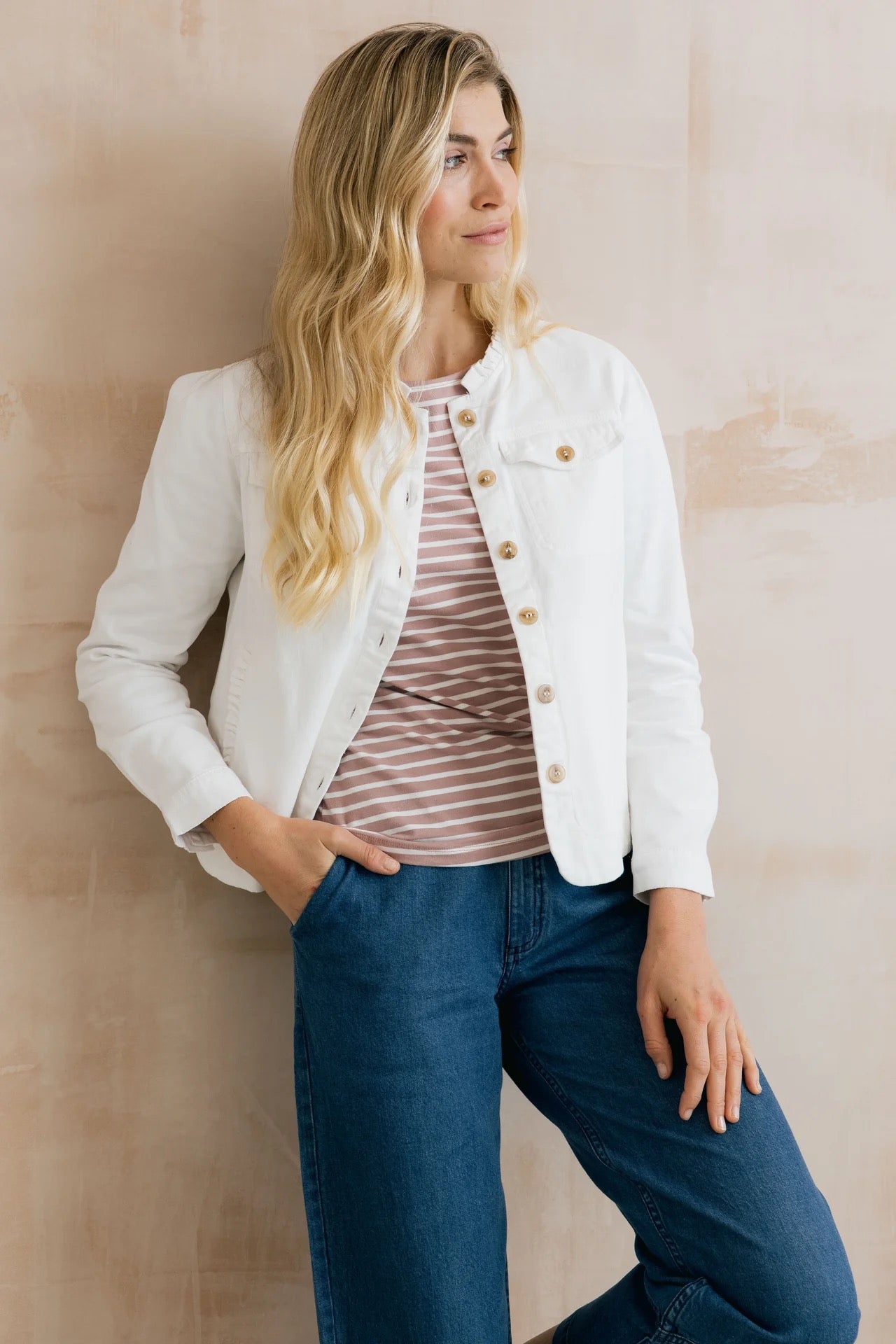 Seren Plain Twill Jacket - White - Lily &amp; Me