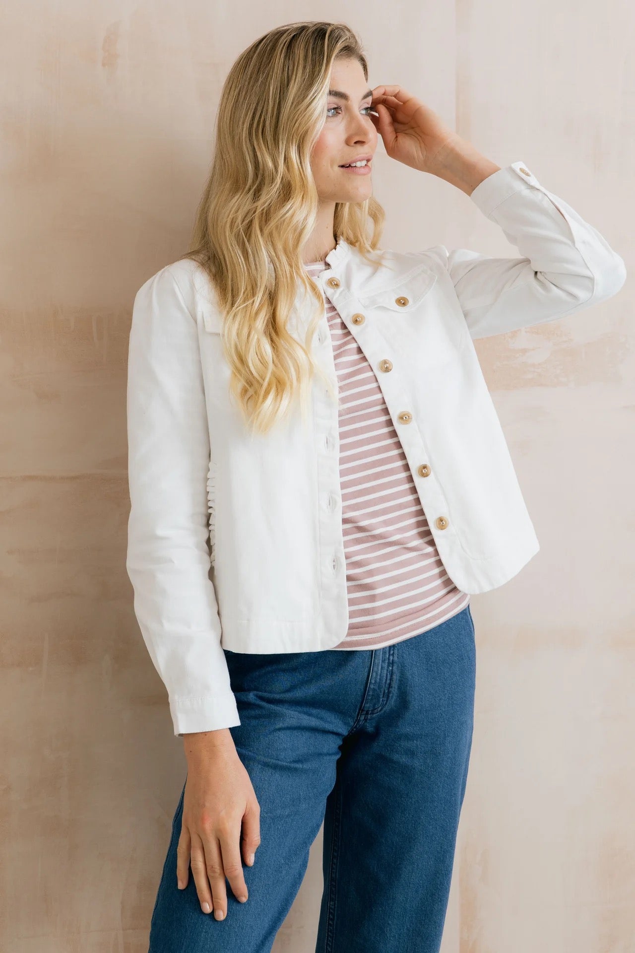 Seren Plain Twill Jacket - White - Lily &amp; Me
