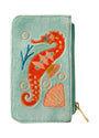 Powder Velvet Glasses Coin Purse/Card Holder - Sparkling Seahorse - Aqua Blue