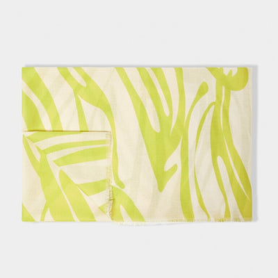 Katie Loxton Foil Print Scarf - Tiger Print  - Off White/Lime Green