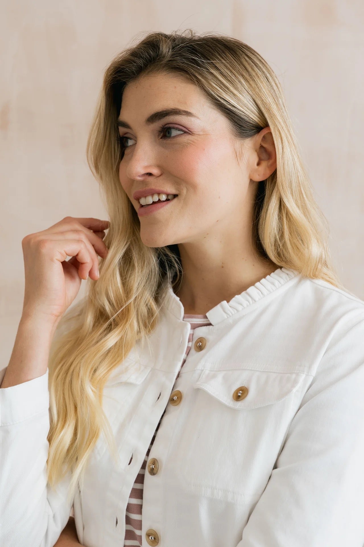 Seren Plain Twill Jacket - White - Lily &amp; Me