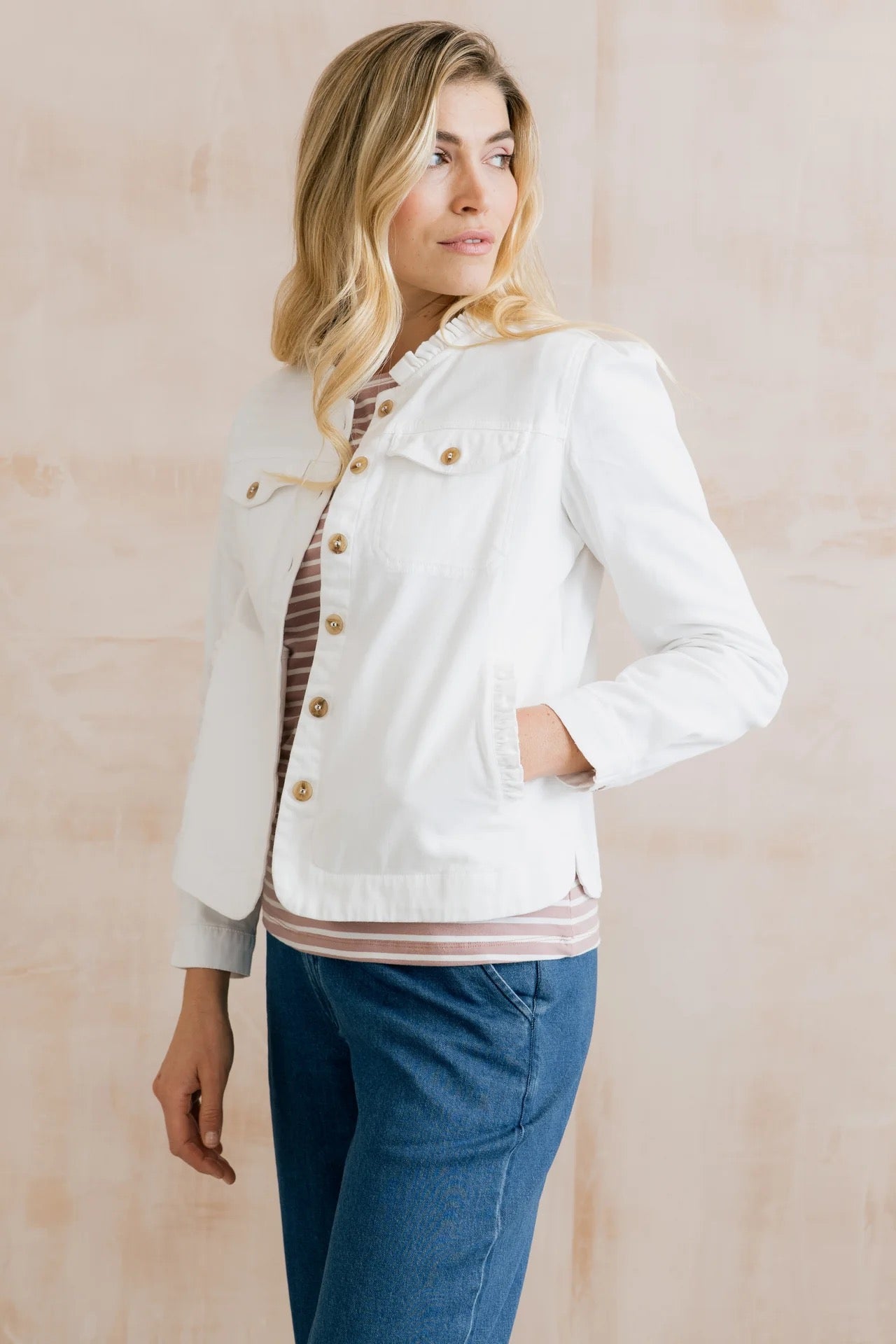 Seren Plain Twill Jacket - White - Lily &amp; Me