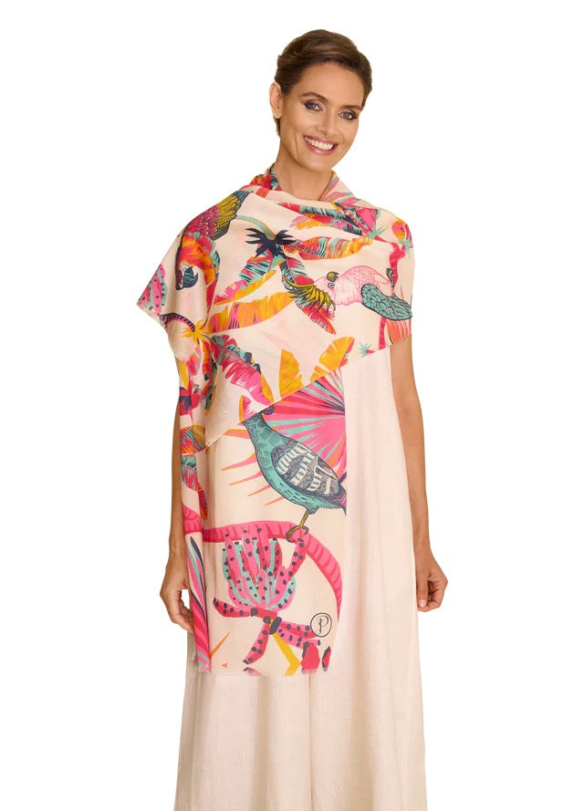 Powder Cotton Scarf - Tropical Paradise -  Multi